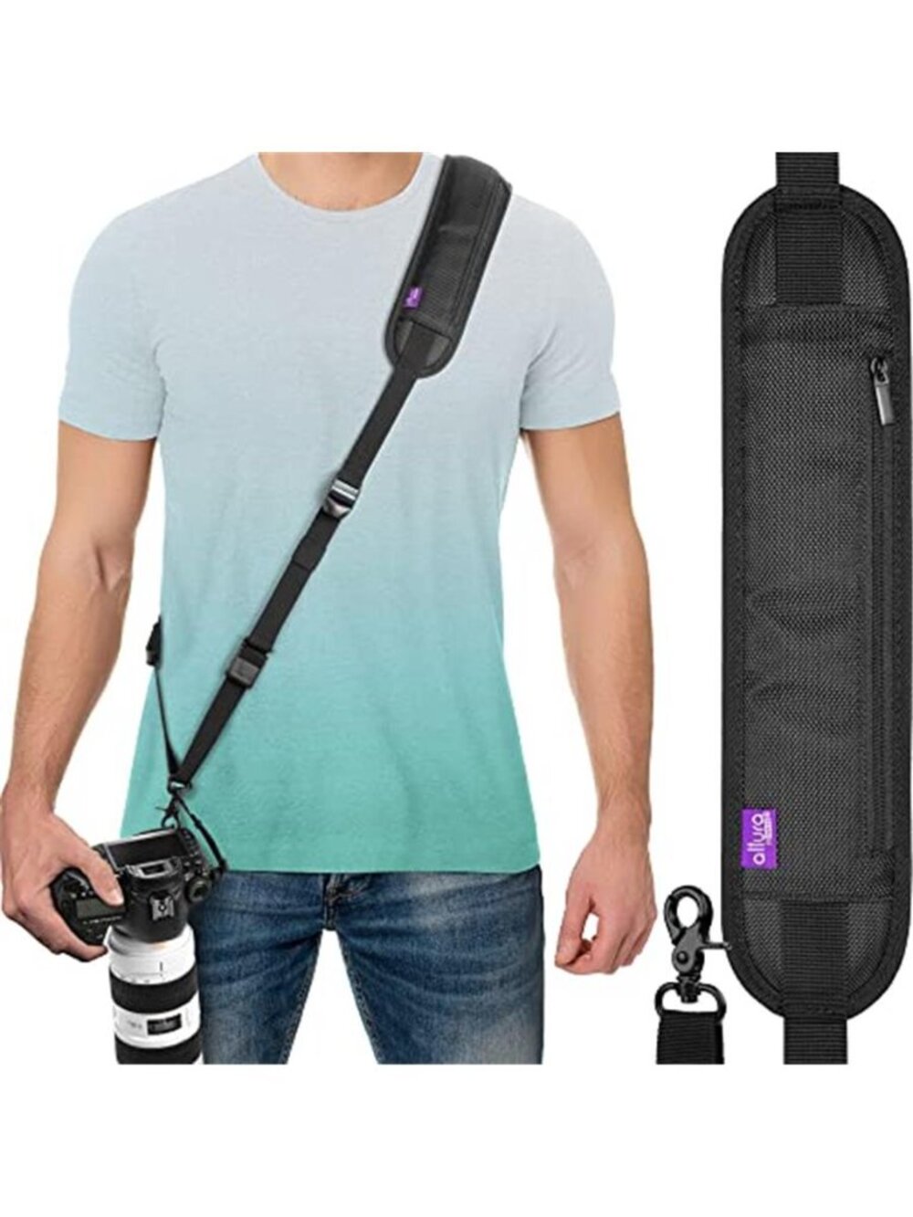 Photo Camera Strap with Quick Release & Safety Tether - Camera Strap